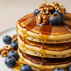 pancakes& blueberries and walnuts&cinnamon